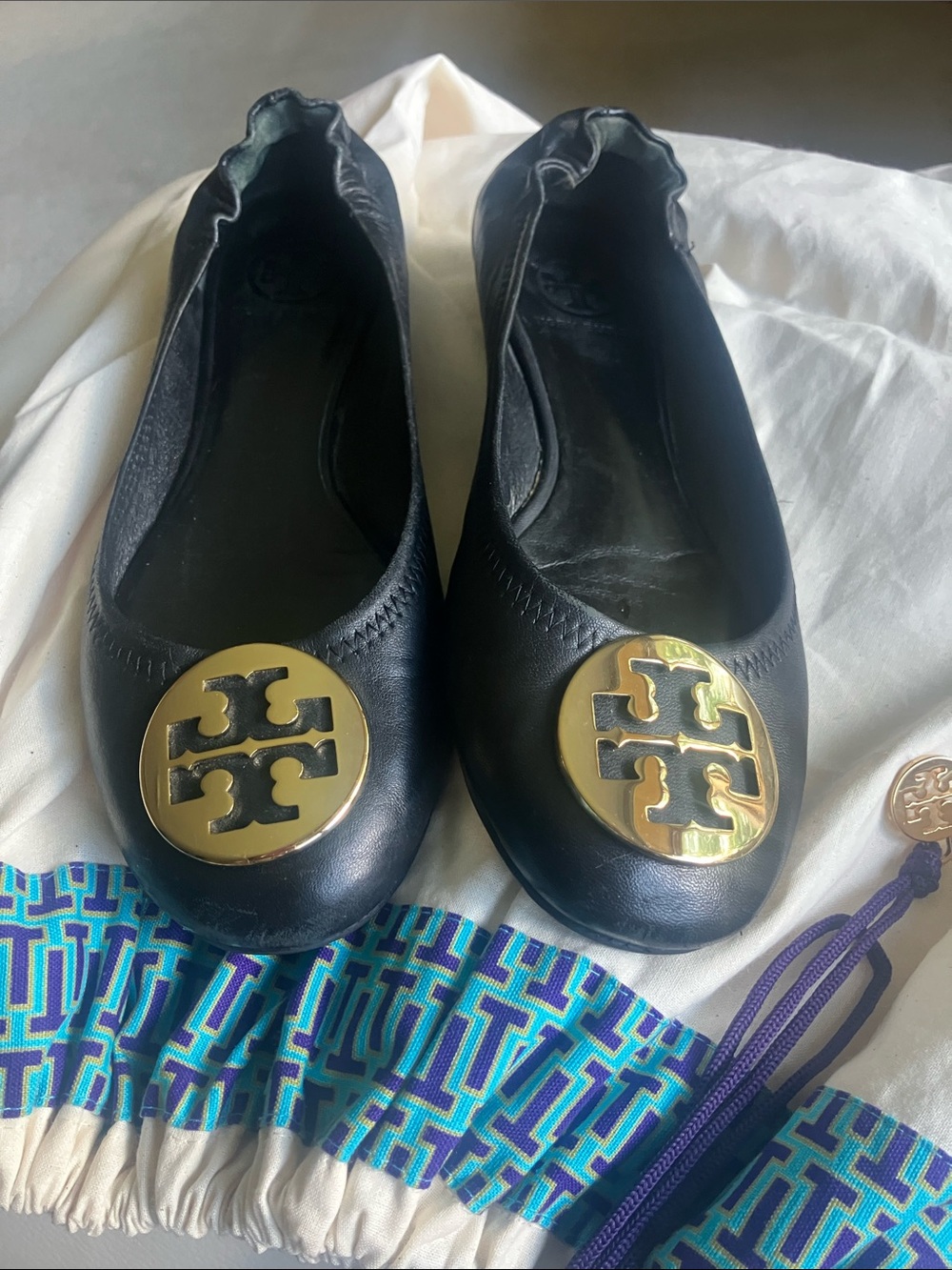 Tory Burch black leather Reva Flats 8